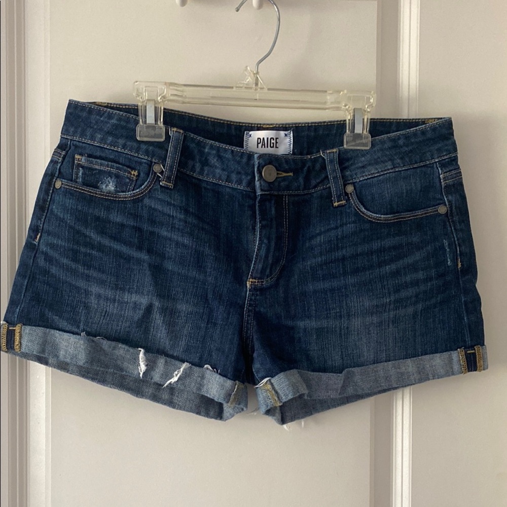 PAIGE Dark Blue Jean Shorts